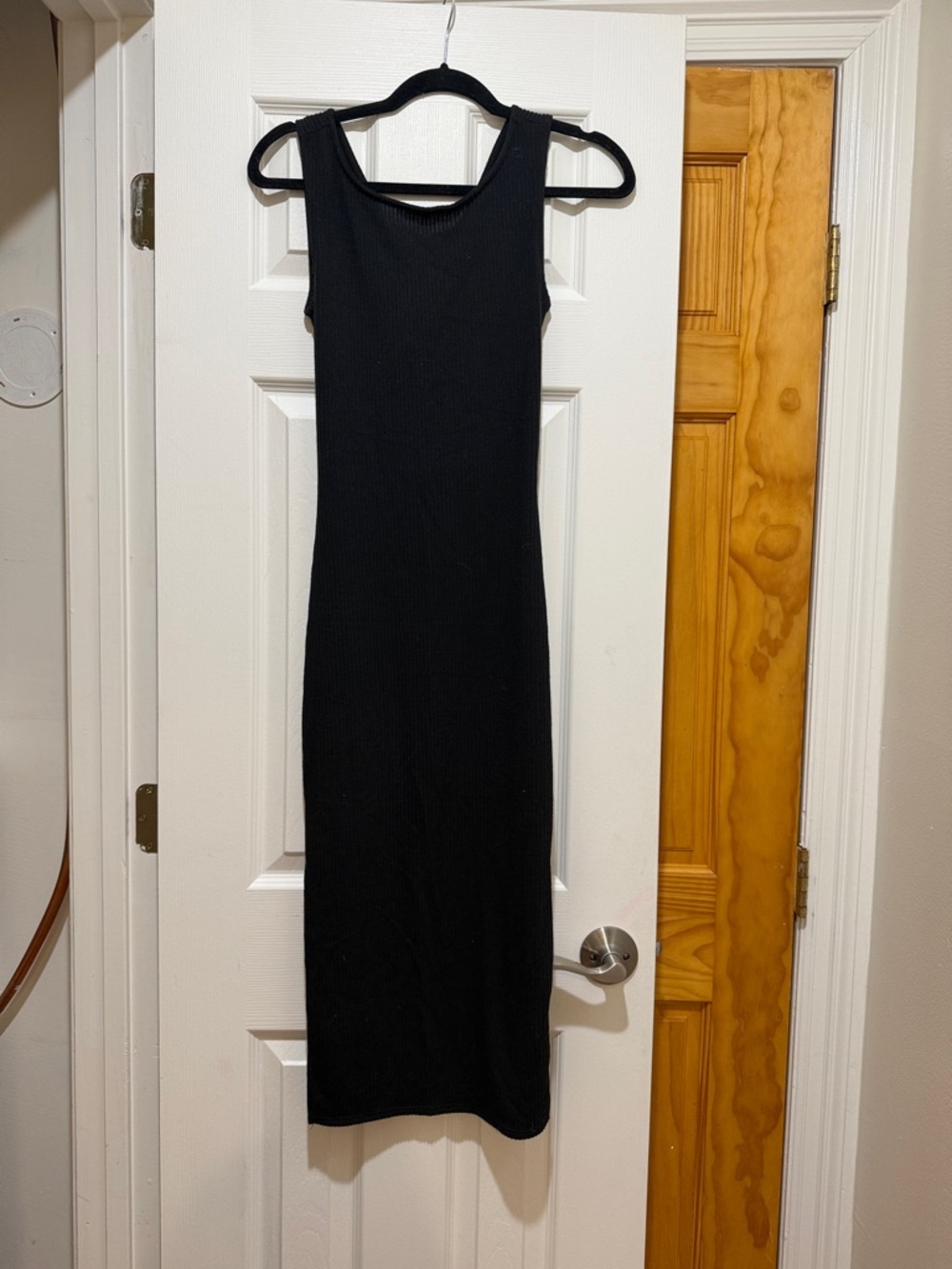Sleek Black Ribbed Maxi Dress - Classic Tank Style